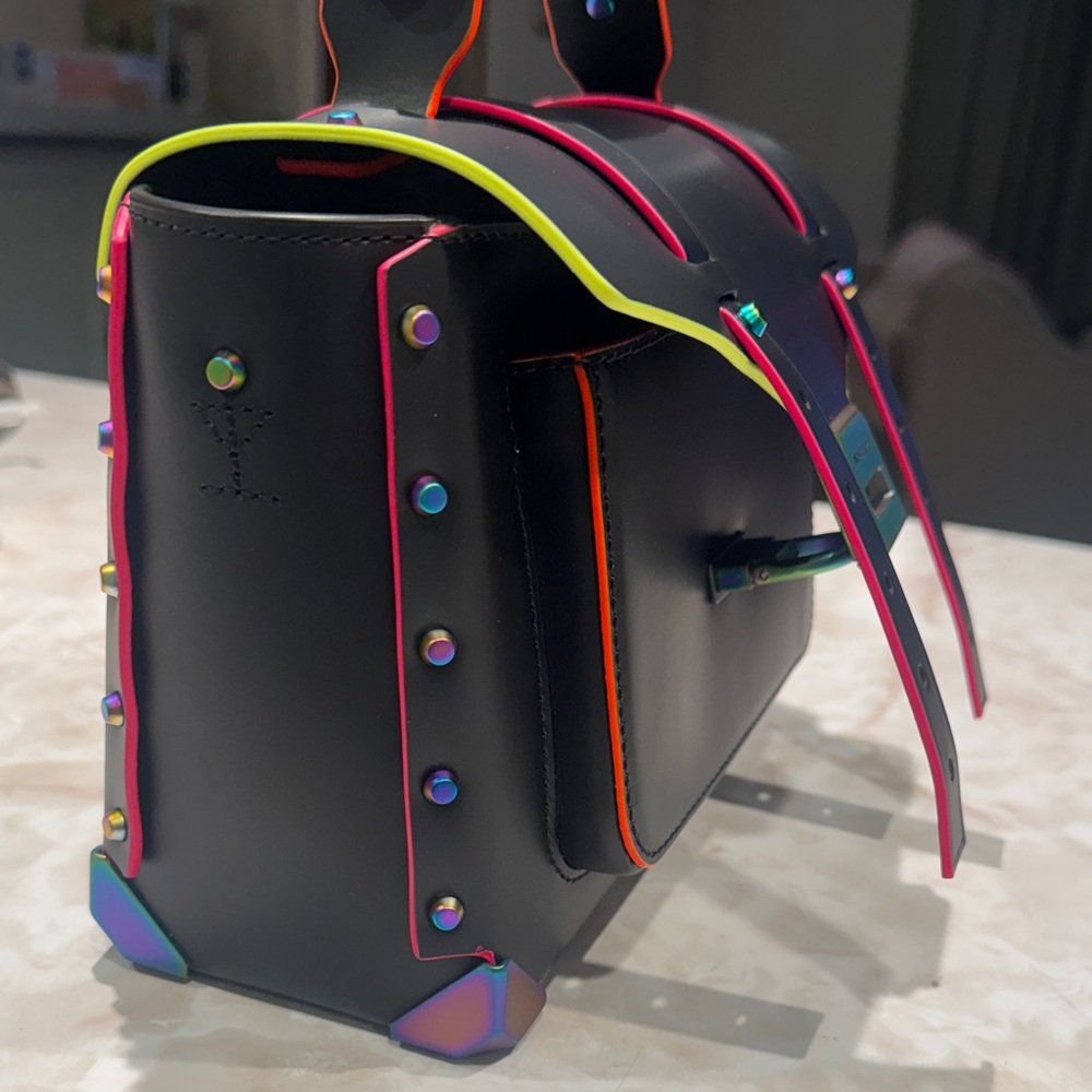 Michael Kors Black Satchel with Rainbow Accents - Picture 4 of 5